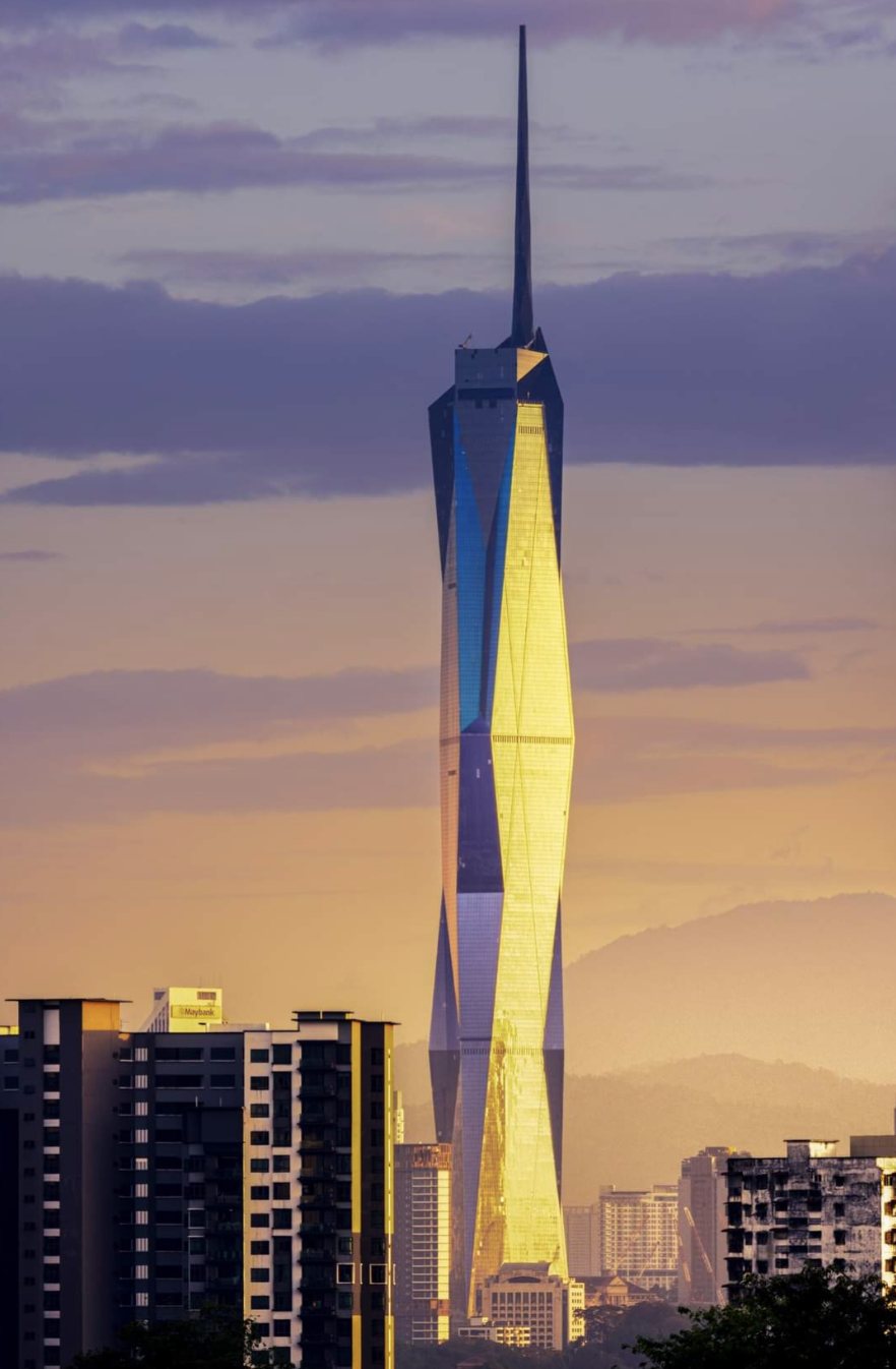 Merdeka 118 at golden hour above central Kuala Lumpur