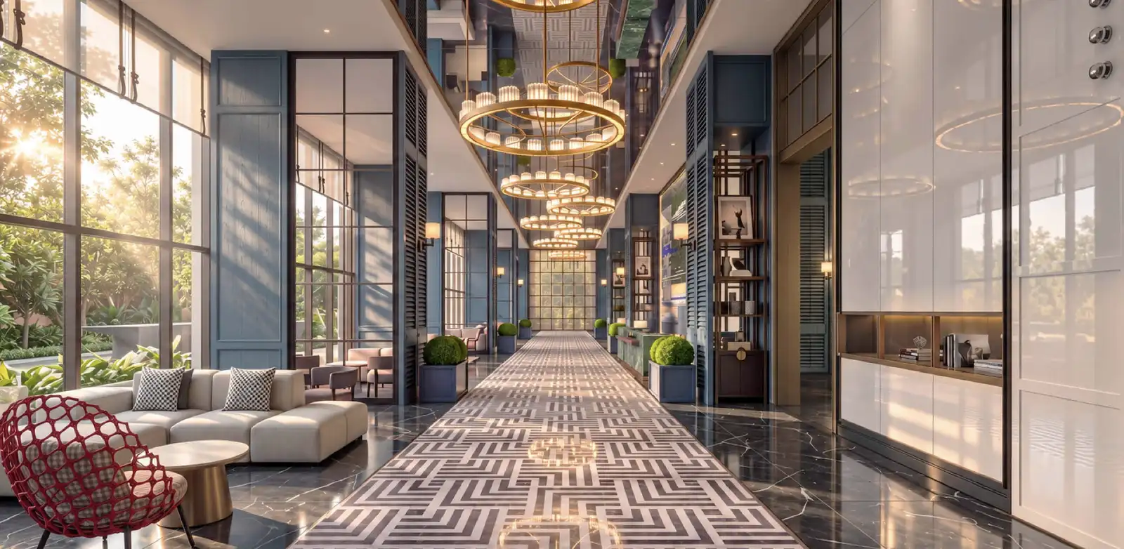 Artist’s impression of the Grand Lobby at Maba Suitez